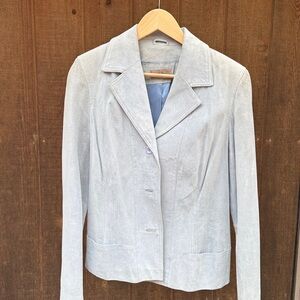 IEdesigned Women's Light Blue Suede Blazer Jacket
